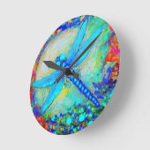 Awesome Blue Dragonfly by Sharles Runde Wanduhr (Winkel)