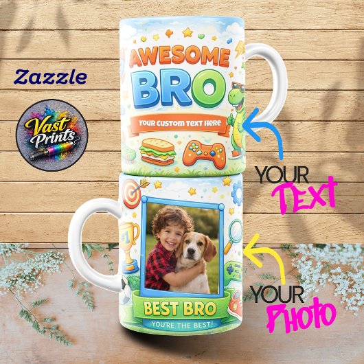 Awesome Bro Dinosaur Gaming Custom Photo Collage Kaffeetasse