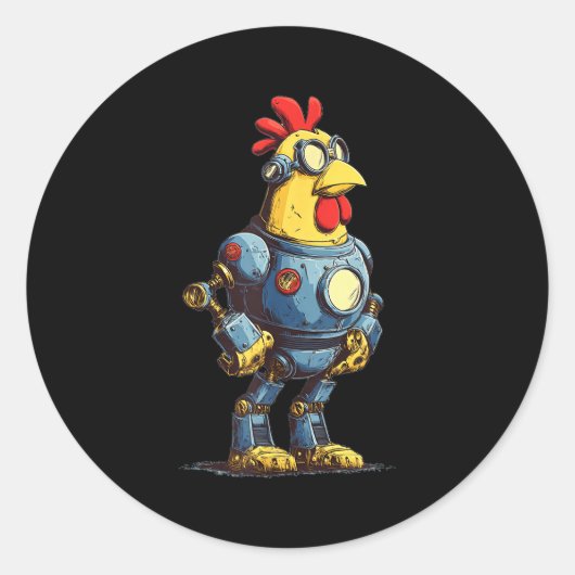 Awesome Chicken Robot For Future Animals Lovers  Runder Aufkleber (Vorderseite)
