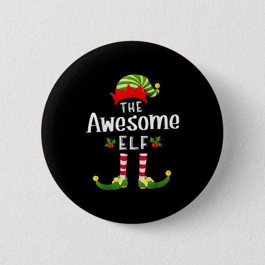 Awesome Christmas Elf Matching Pajama X-mas Party  Button (Vorderseite)