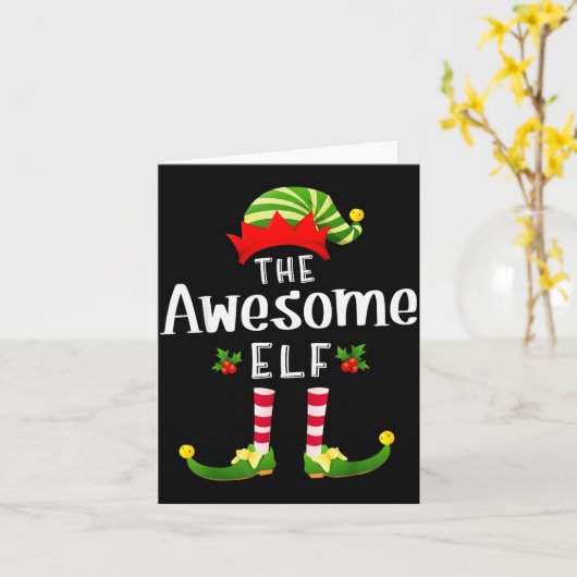 Awesome Christmas Elf Matching Pajama X-mas Party Karte (Gelbe Blume)
