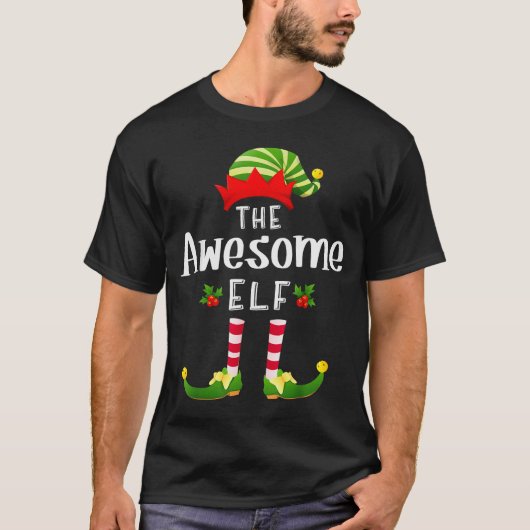 Awesome Christmas Elf Matching Pajama X-mas Party T-Shirt (Vorderseite)