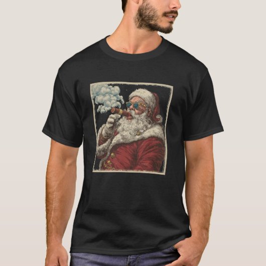 Awesome Cigar Santa Graphic T-Shirt (Vorderseite)