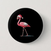 Awesome Cool Flamingo With Christmas Hat And Sungl Button (Vorderseite)