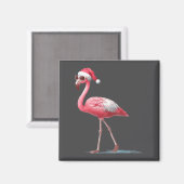 Awesome Cool Flamingo With Christmas Hat And Sungl Magnet (Vorderseite/Rückseite)