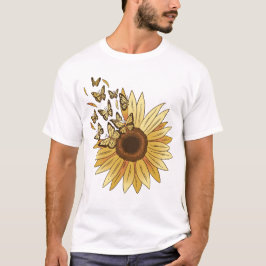 Awesome cute sunflower and butterflies. T-Shirt