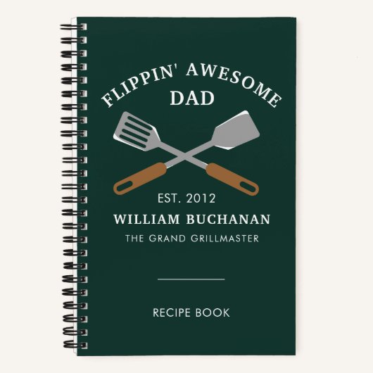 Awesome Dad BBQ Father Personalized Recipe Notizblock (Vorderseite)