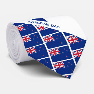 Awesome Dad NEW ZEALAND FLAG Monogram Krawatte