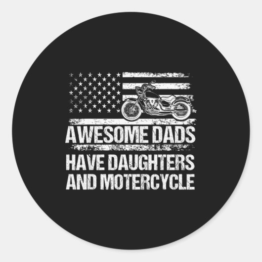 Awesome Dads Have Daughters And Motorcycle Father' Runder Aufkleber (Vorderseite)