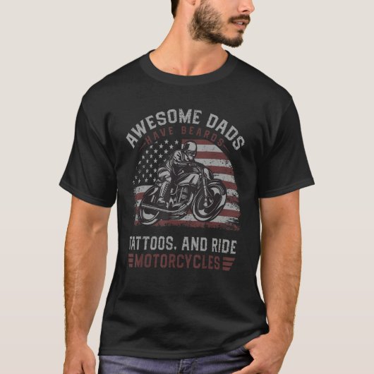 Awesome Dads Have Tattoos And Beards Fathersday M T-Shirt (Vorderseite)