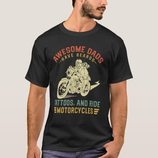 Awesome Dads Have Tattoos And Beards Fathersday M T-Shirt (Vorderseite)