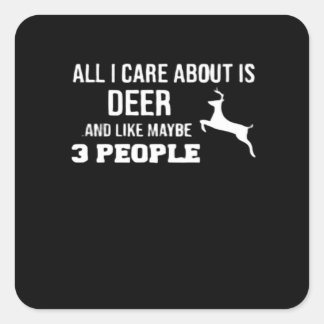 Awesome Deer Lover Minimal Retro Style Quadratischer Aufkleber