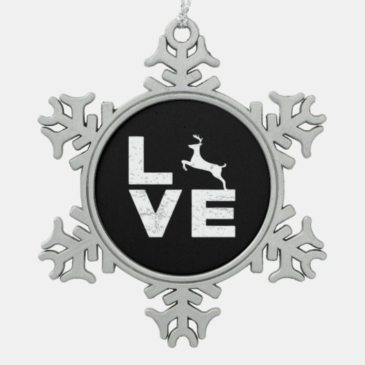 Awesome Deer Lover Trendy Aesthetic Design  Schneeflocken Zinn-Ornament (Vorderseite)