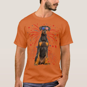 Awesome Doberman Dog American Flag 4th Of July T-Shirt