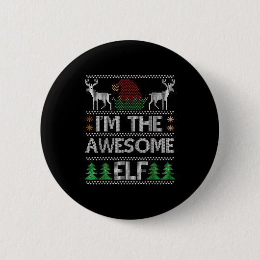 Awesome Elf Matching Family Group Christmas Party Button (Vorderseite)
