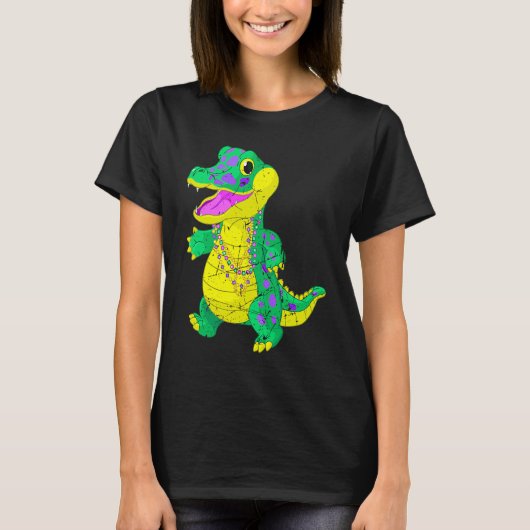 Awesome Festival Madri Gras Alligator Beads Men Wo T-Shirt (Vorderseite)
