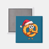 Awesome Festive Pretzel With Santa Claus Hat Costu Magnet (Vorderseite/Rückseite)
