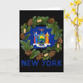 Awesome Fir Xmas Wreath Costume With New York Flag Karte (Gelbe Blume)