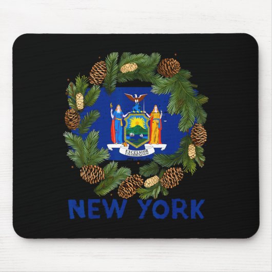 Awesome Fir Xmas Wreath Costume With New York Flag Mousepad (Vorne)