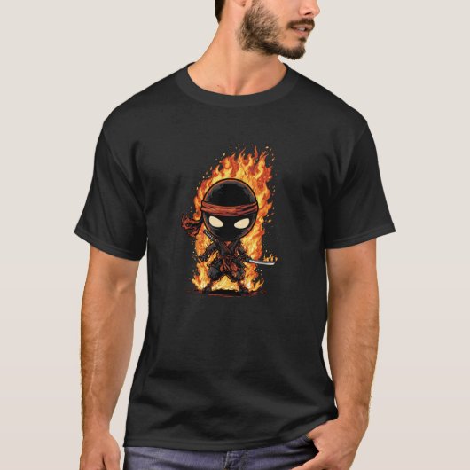 Awesome Fire Ninja Costume for Ninjas and Flames L T-Shirt (Vorderseite)