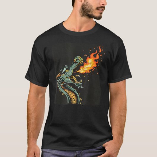 Awesome Flames Dragon with Fire Breathing T-Shirt (Vorderseite)