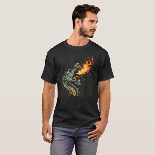 Awesome Flames Dragon with Fire Breathing T-Shirt (Vorne ganz)