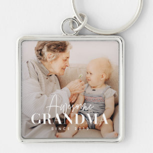 Awesome Grandma Since 20XX Simple Elegant Photo Schlüsselanhänger