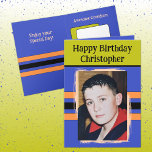 Awesome Grandson add photo purple birthday Karte<br><div class="desc">For an awesome Grandson birthday greeting card.
This card is sure to put a smile on his face and make him feel special.
just add your personalized message inside and replace the photo with your own.
Color scheme is green,  purple and orange.</div>