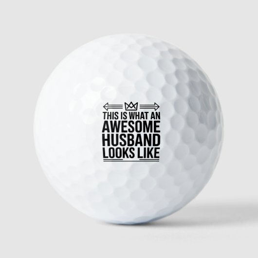 Awesome Husband Crown Typography Golfball (Vorderseite)