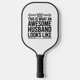 Awesome Husband Crown Typography Pickleball Schläger