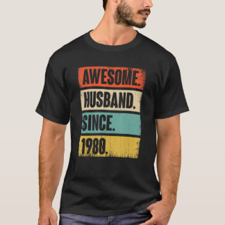 Awesome Husband Since 1980 42 Wedding Anniversary  T-Shirt