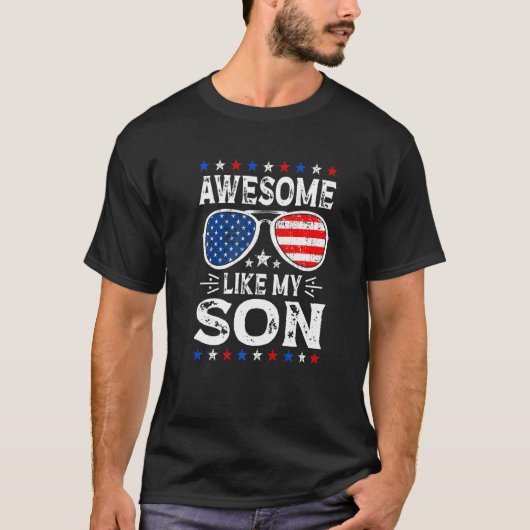 Awesome Like My Son Retro American Flag Parents' D T-Shirt (Vorderseite)