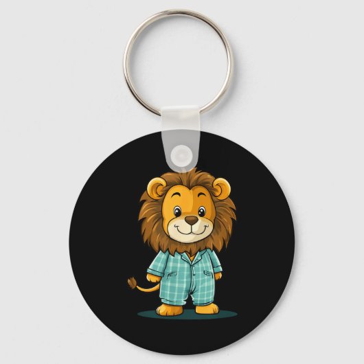 Awesome Lion In Pajama For Funny Animal Sleepwear Schlüsselanhänger (Vorderseite)