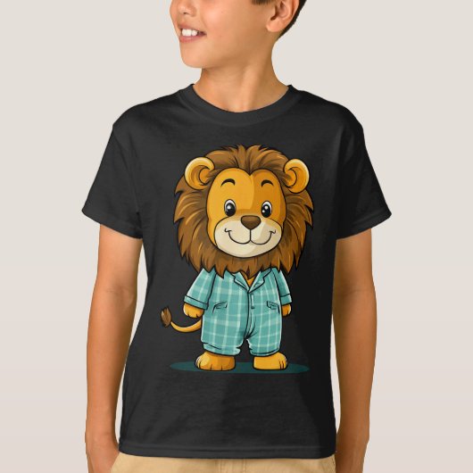 Awesome Lion In Pajama For Funny Animal Sleepwear T-Shirt (Vorderseite)