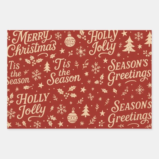 Awesome Merry Christmas phrase pattern Geschenkpapier Set (Vorderseite)