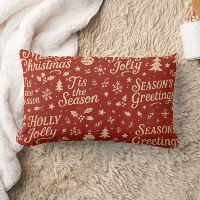 Awesome Merry Christmas phrase pattern Lendenkissen (Decke)