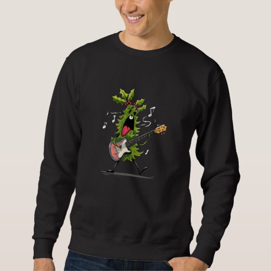 Awesome Mistletoe Graphic for Rocking Guitar Lover Sweatshirt (Vorderseite)