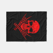 Awesome Music Skull Rocker Greeting Red Skull Fleecedecke (Vorderseite (Horizontal))