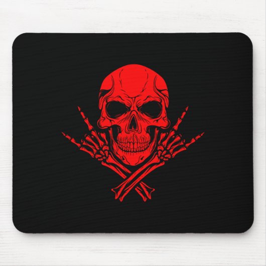 Awesome Music Skull Rocker Greeting Red Skull Mousepad (Vorne)