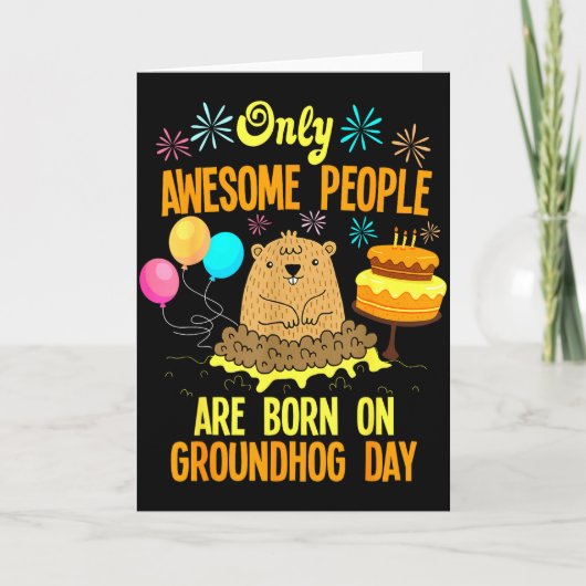 Awesome People Born On Groundhog Day Funny Anniver Karte (Vorderseite)