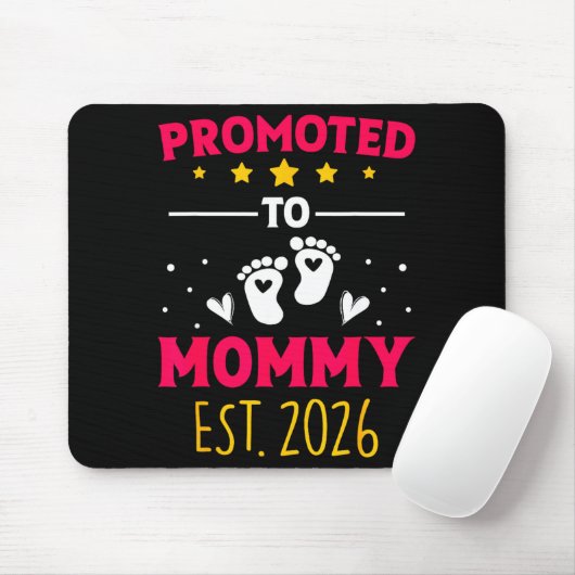 Awesome Promoted To Mommy 2026 Pregnancy Announcem Mousepad (Mit Mouse)
