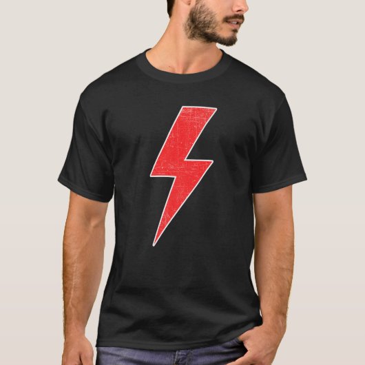 Awesome Retro Distressed RED & WHITE Lightning Bol T-Shirt (Vorderseite)