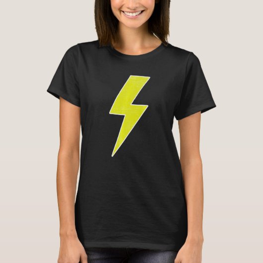 Awesome Retro Distressed YELLOW & WHITE Lightning T-Shirt (Vorderseite)