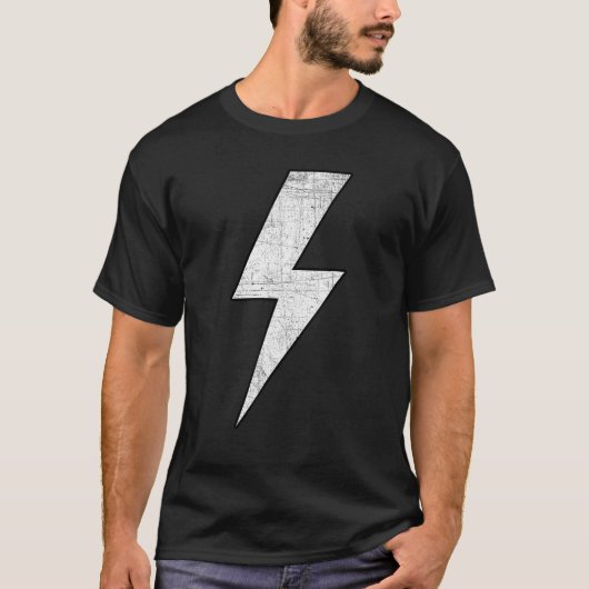 Awesome Retro Front & Back BLACK & WHITE Lightning T-Shirt (Vorderseite)