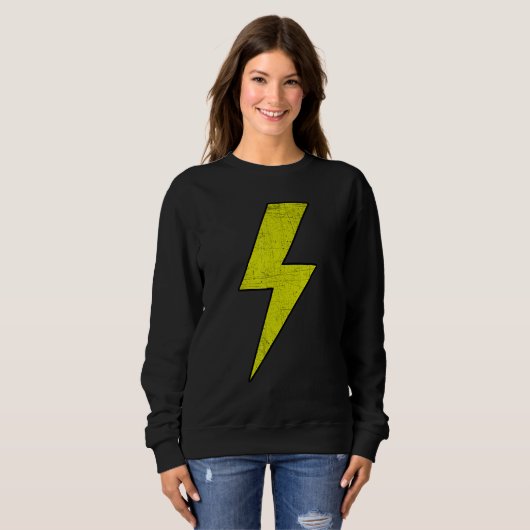 Awesome Retro Front & Back BLACK & YELLOW Lightnin Sweatshirt (Vorne ganz)