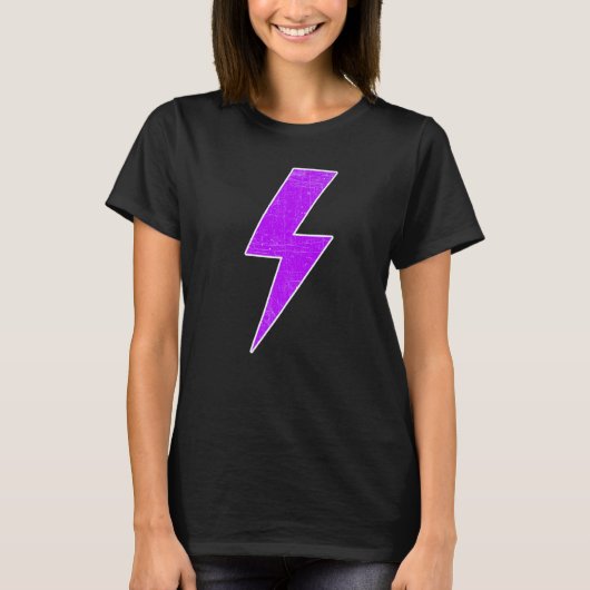 Awesome Retro Front & Back PURPLE & WHITE Lightnin T-Shirt (Vorderseite)