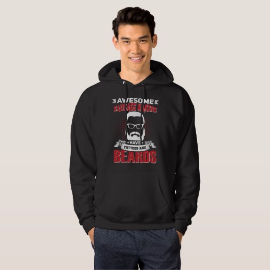 Awesome Sausage Makers Job Coworker Tattoo Beard Hoodie (Vorne ganz)