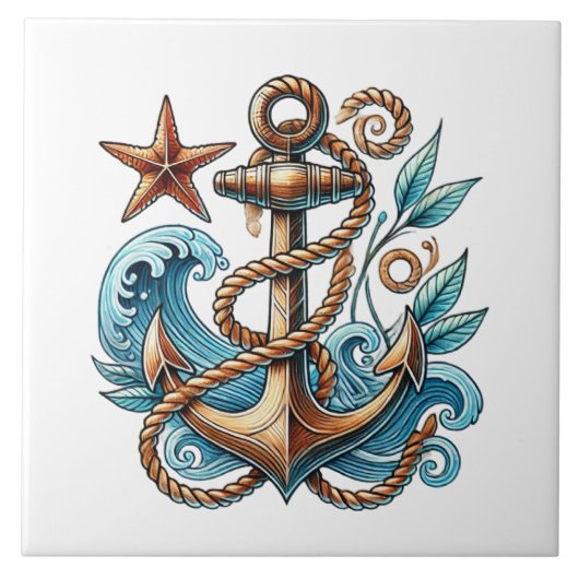 Awesome ships anchor beach lovers fliese (Vorderseite)