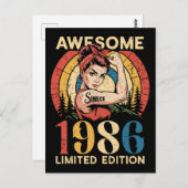 Awesome Since 1986 Retro 40th Women's Birthday  Postkarte (Vorne/Hinten)
