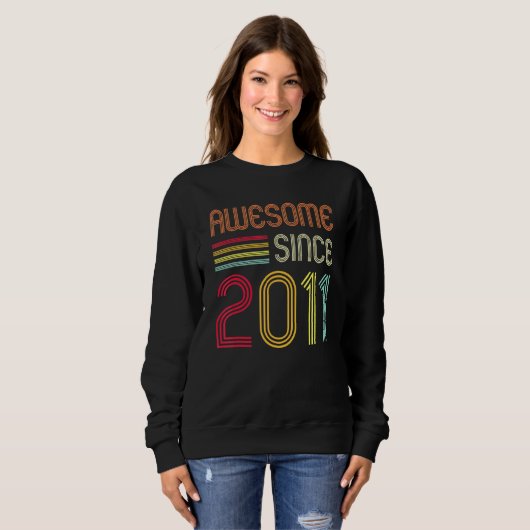 Awesome Since 2011 11th Birthday Retro Sweatshirt (Vorne ganz)